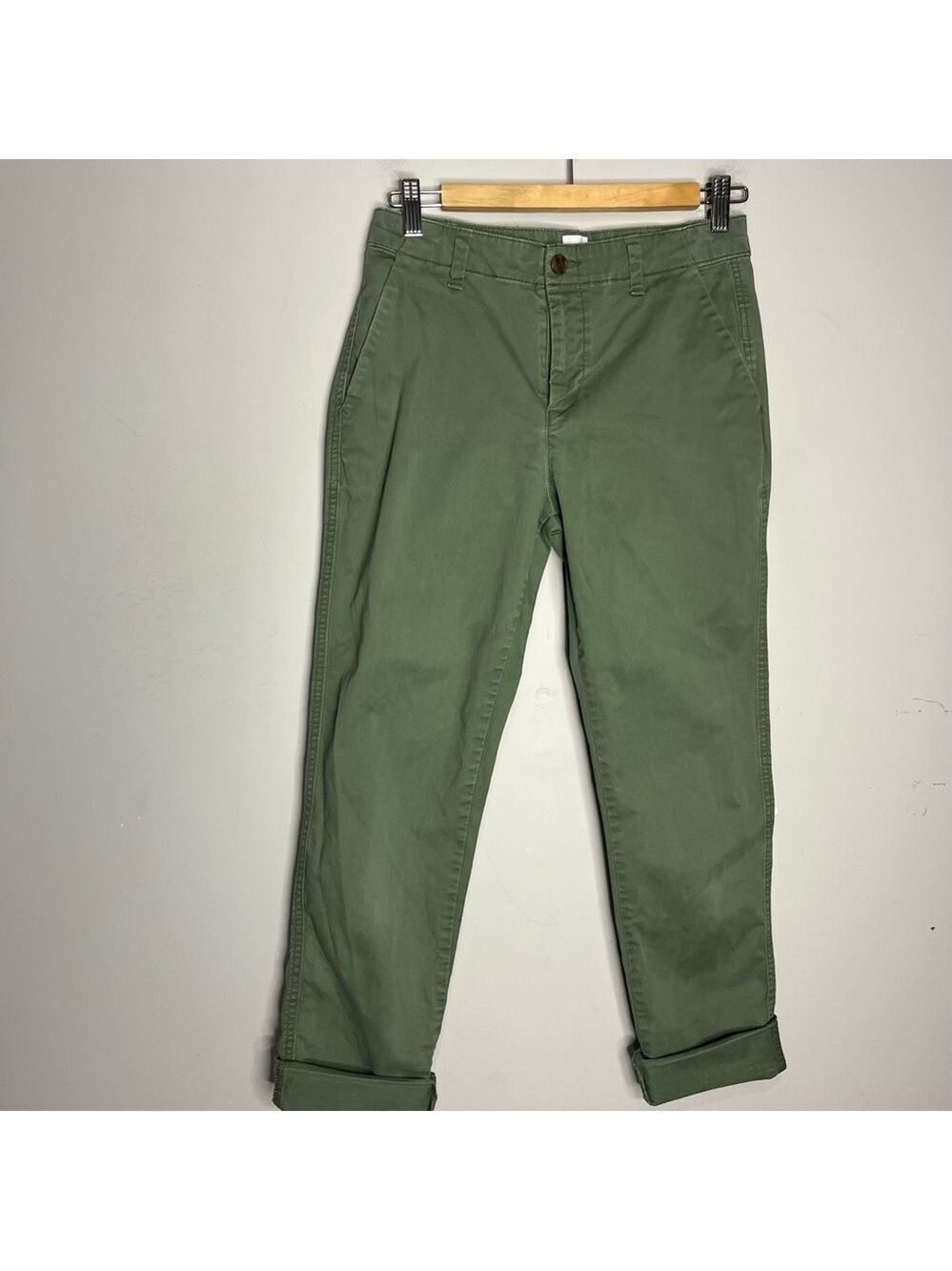 GAP Girlfriend Chino Cotton Pants in Green, size 0 - Picture 2 of 9